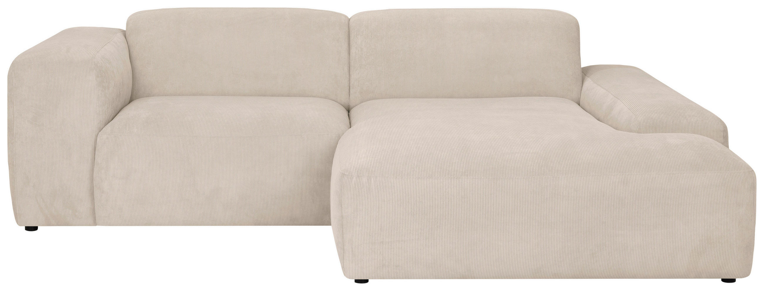 ECKSOFA HANNAH Beige Cord  - Beige/Schwarz, Design, Kunststoff/Textil (252/170cm) - MID.YOU