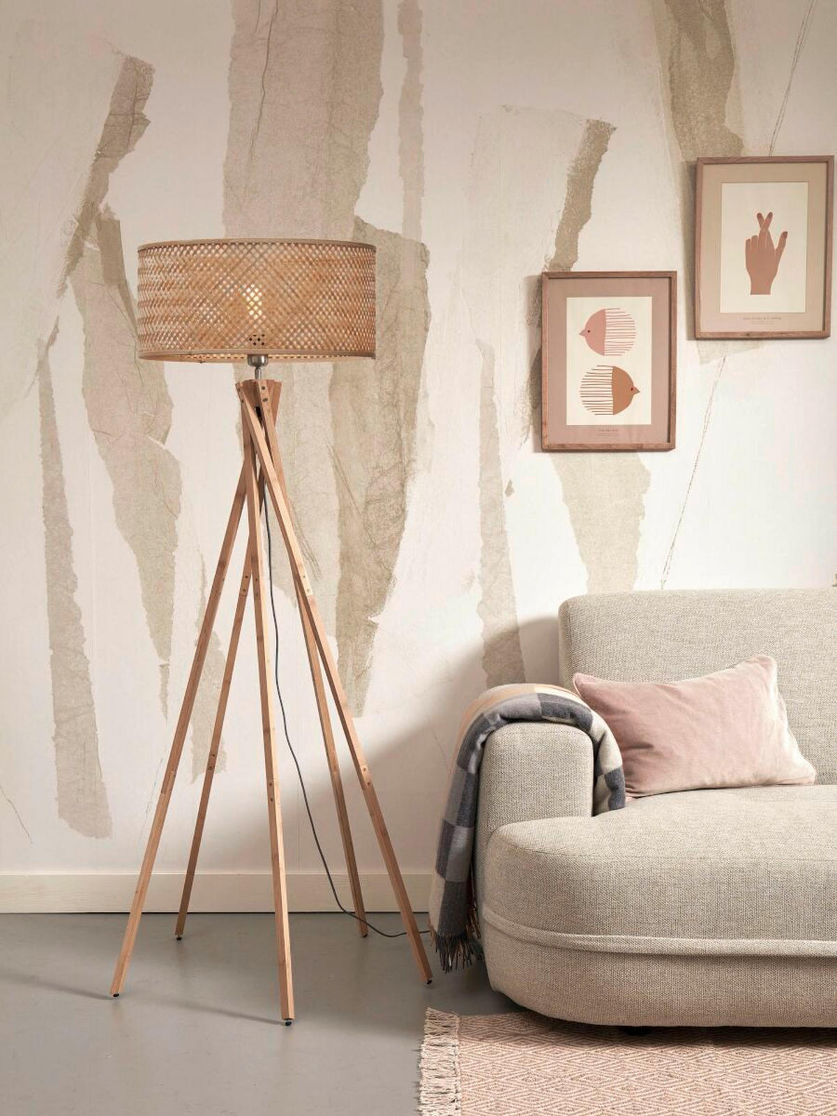 STEHLEUCHTE 53/53/146 cm    - Naturfarben, Trend (53/53/146cm) - Good & Mojo