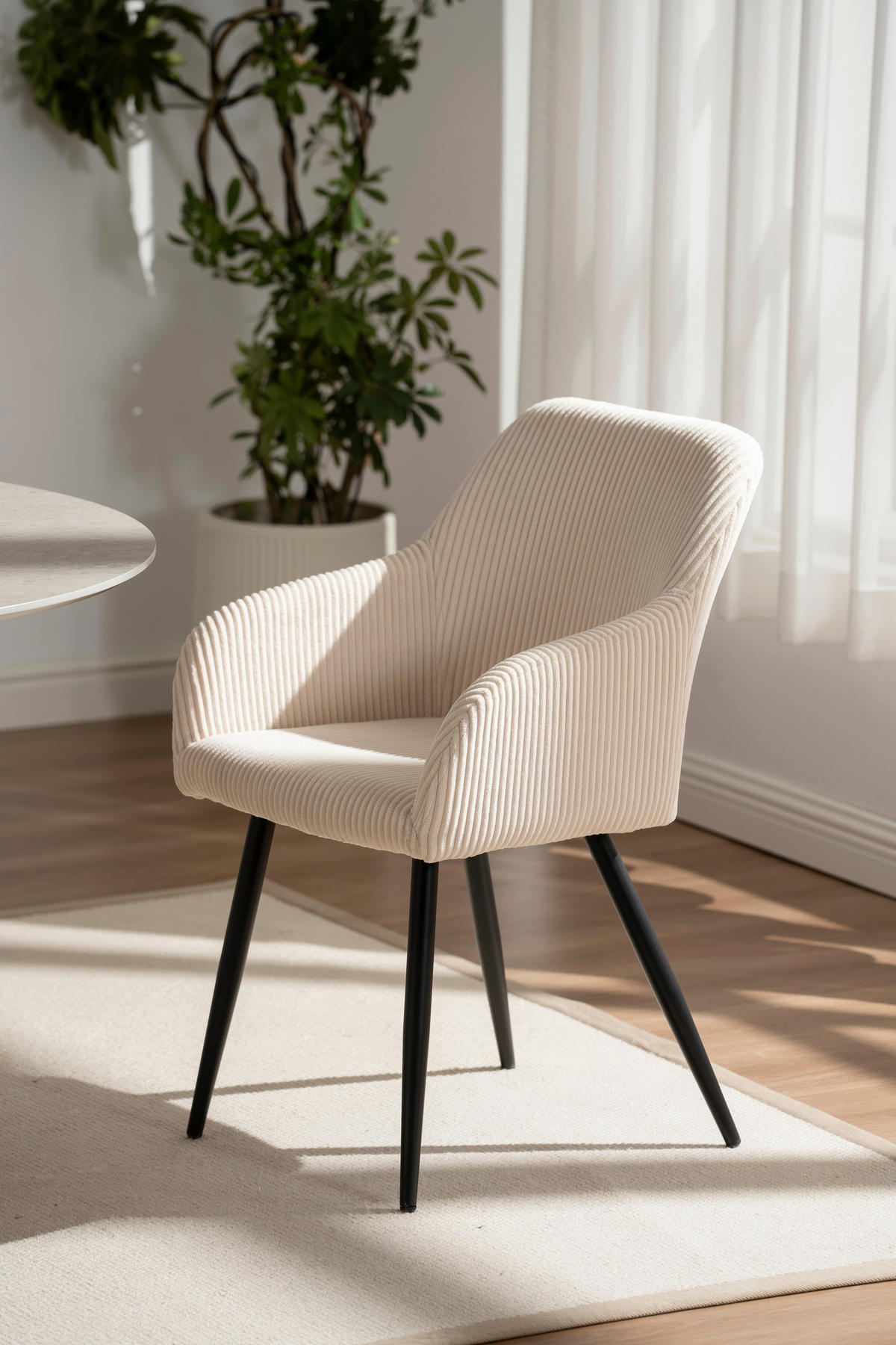 ARMLEHNSTUHL  in Eisen Cord  - Beige/Schwarz, Trend, Holz/Textil (55/84/60cm) - Livetastic