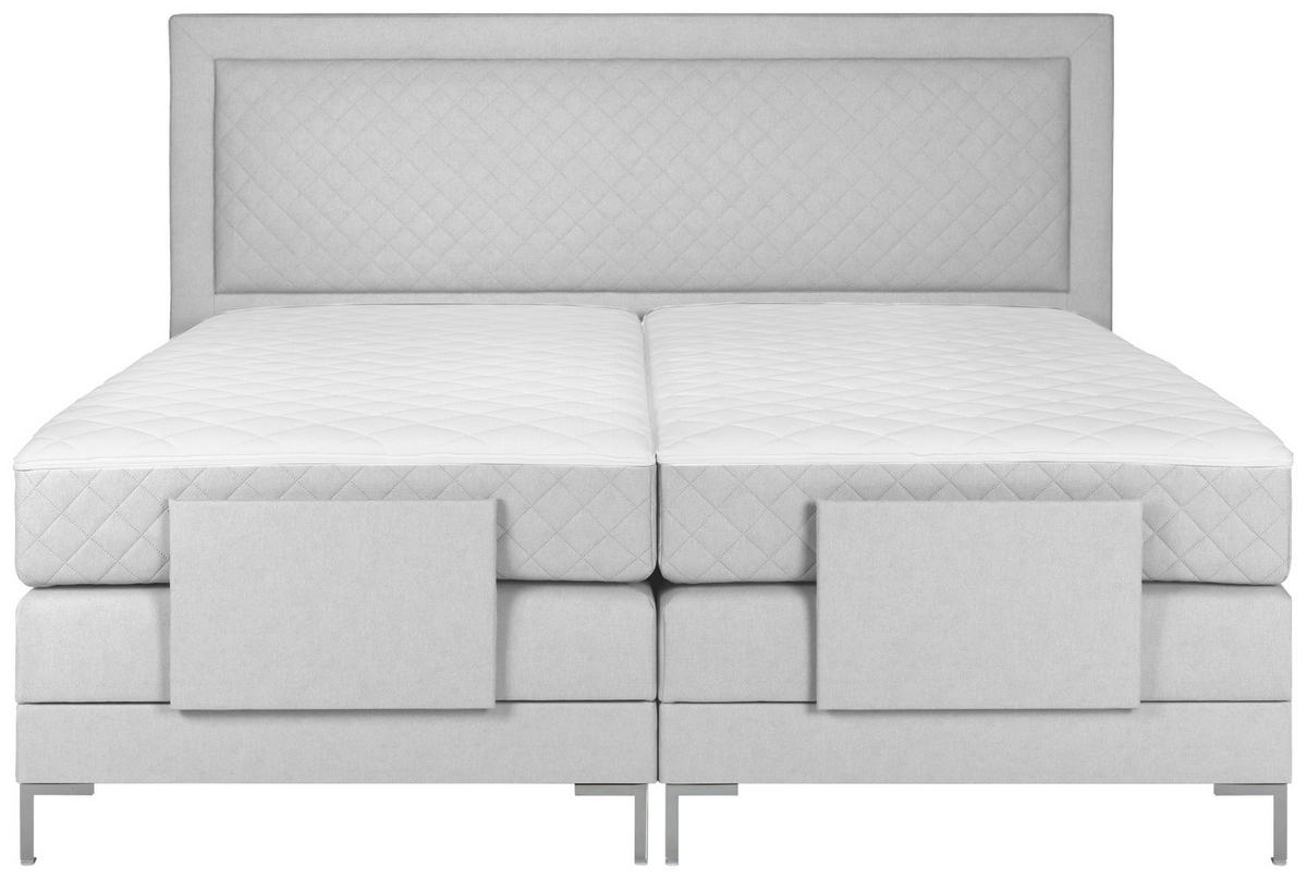 BOXSPRINGBETT 160/200 cm  in Hellgrau  - Hellgrau/Alufarben, Design, Textil/Metall (160/200cm) - Welnova