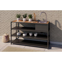 VENKOVNÍ KUCHYNĚ  - šedá/přírodní barvy, Moderní, kov/plast (150/90/50cm) - Ambia Garden