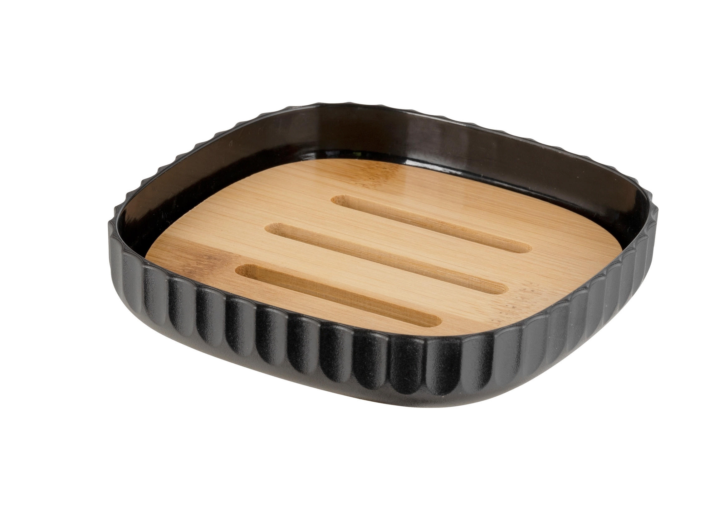 SEIFENSCHALE - Schwarz/Naturfarben, Basics, Holz/Kunststoff (10,5/2/10,5cm) - Wenko
