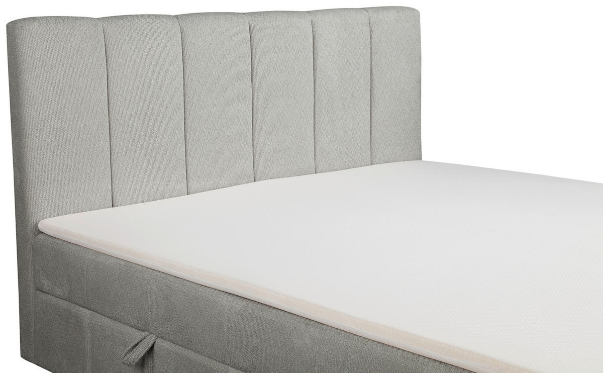 BOXBETT 180/200 cm,  in Grau, gepolstertes Kopfteil, Bettkasten, Topper, Matratzen, H3 + H3 = fest  - Schwarz/Grau, Basics, Kunststoff/Textil (180/200cm) - Chameo