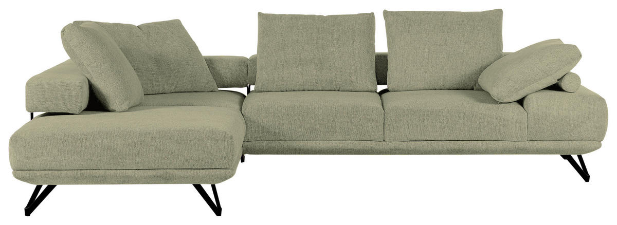 HÖRNSOFFA i flatväv grön  - grön/svart, Klassisk, metall/textil (240/310cm) - MID.YOU
