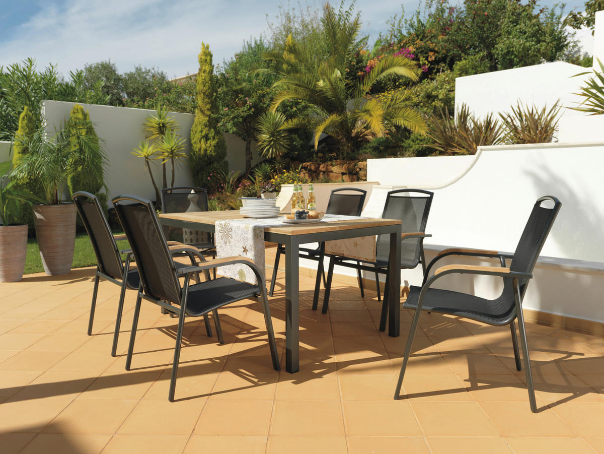 STOL VRTNI  antracit, prirodne boje  drvo, metal      - prirodne boje/antracit, Basics, drvo/metal (150-210/90/74cm) - Ambia Garden