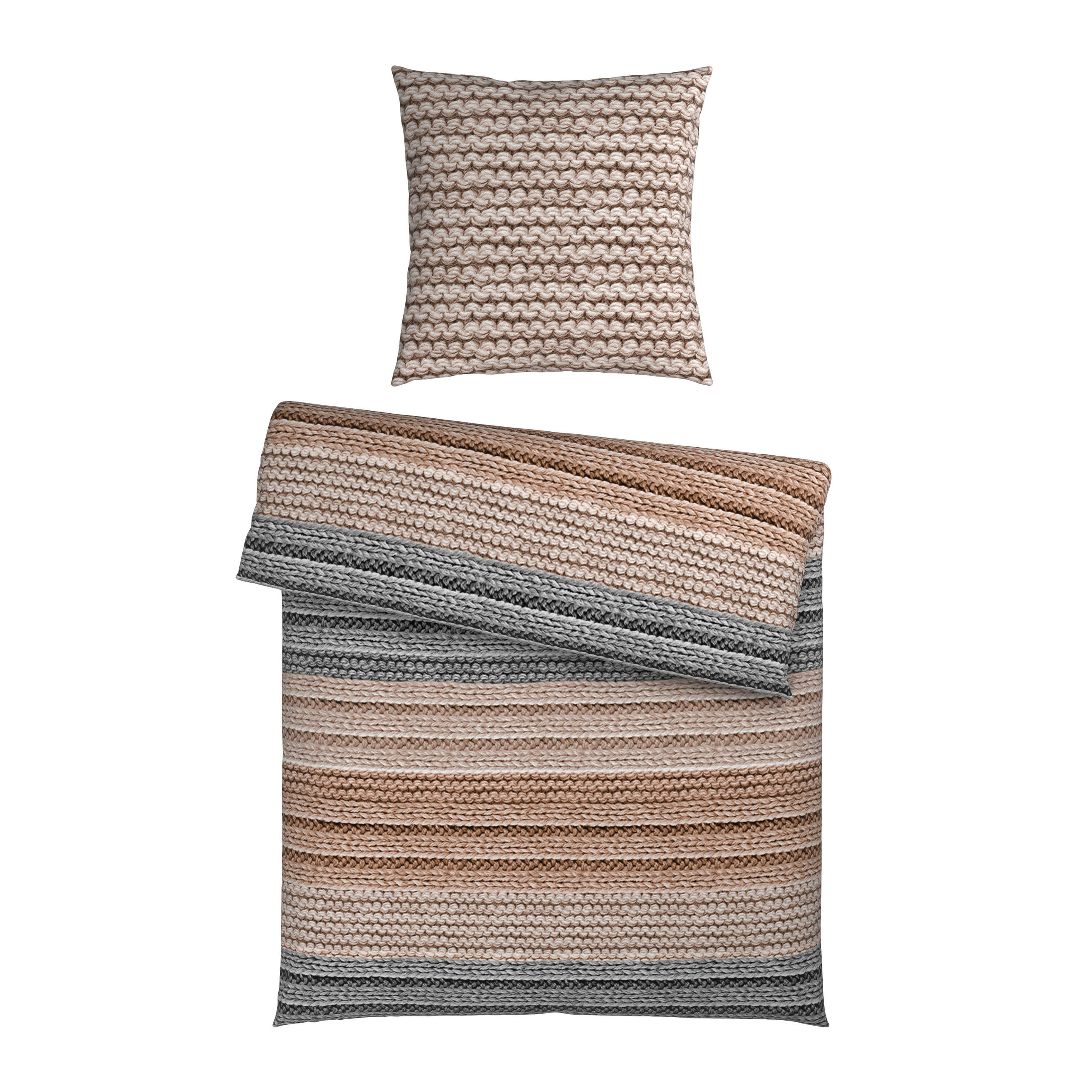 BETTWÄSCHE Cozy Knit Flanell 135/200 cm  - Grau, Design, Textil (135/200cm) - Novel