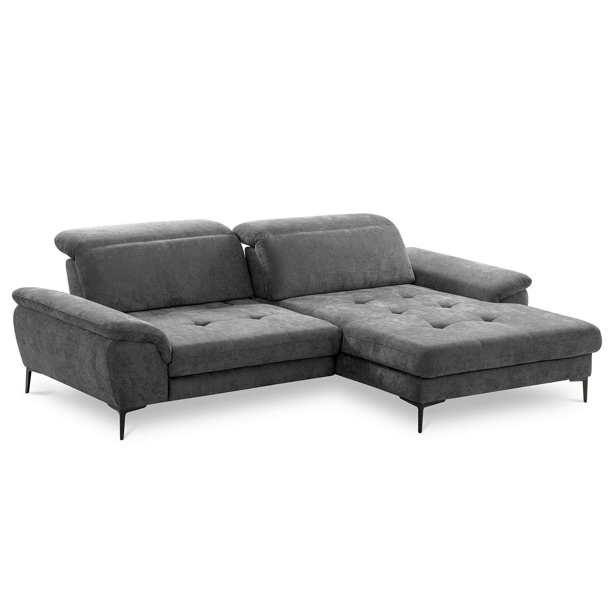 ECKSOFA  Webstoff Schwarz  - Schwarz, Design, Textil/Metall (268/195cm) - Livetastic