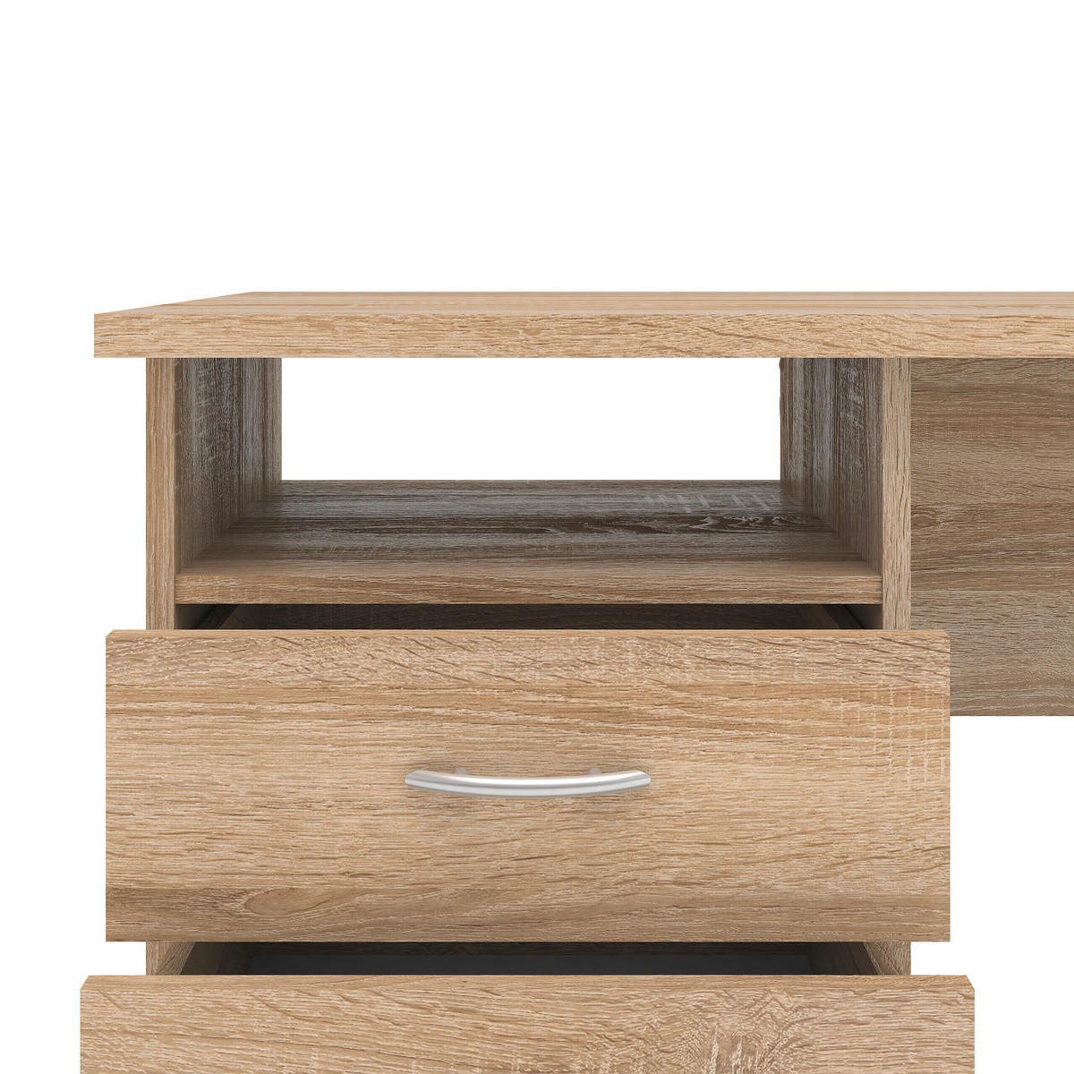 SCHREIBTISCH 120,1/48,1/72,6 cm  in Eichefarben  - Eichefarben/Silberfarben, MODERN, Holzwerkstoff/Kunststoff (120,1/48,1/72,6cm) - MID.YOU