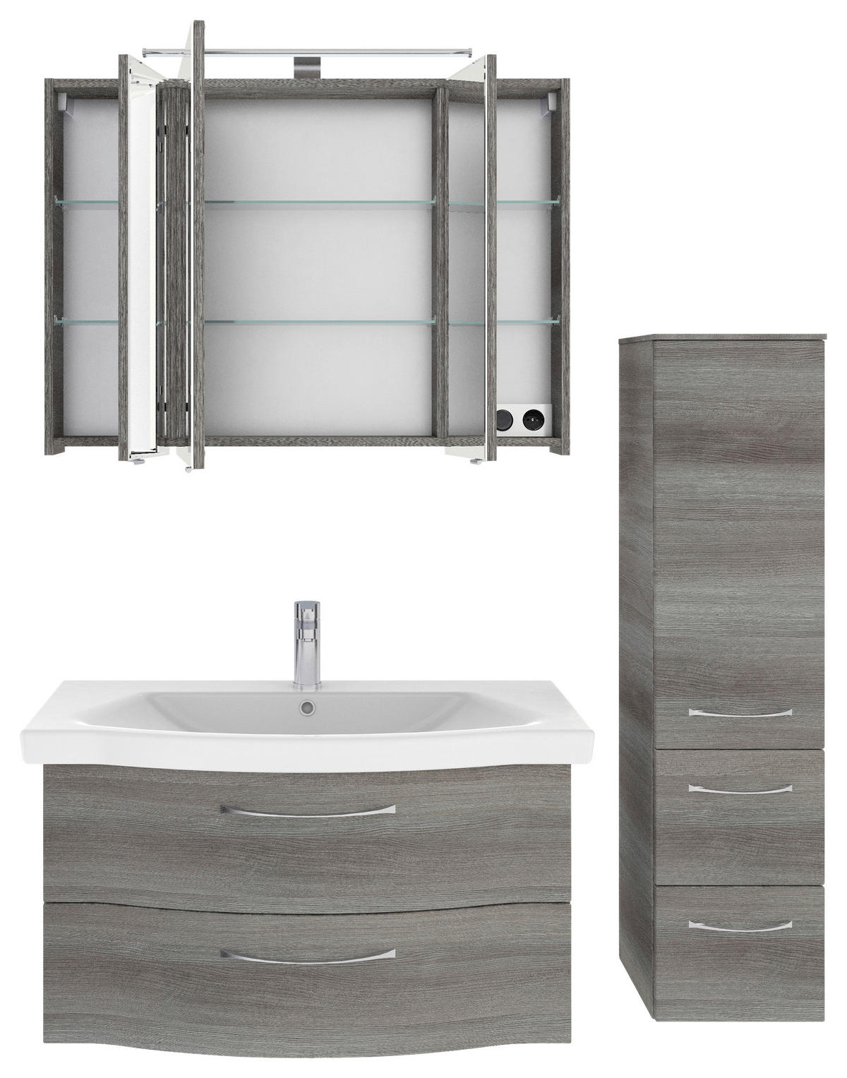 BADEZIMMER 4-teilig  in 128 cm  - Chromfarben/Graphitfarben, KONVENTIONELL, Glas/Keramik (128cm) - Pelipal