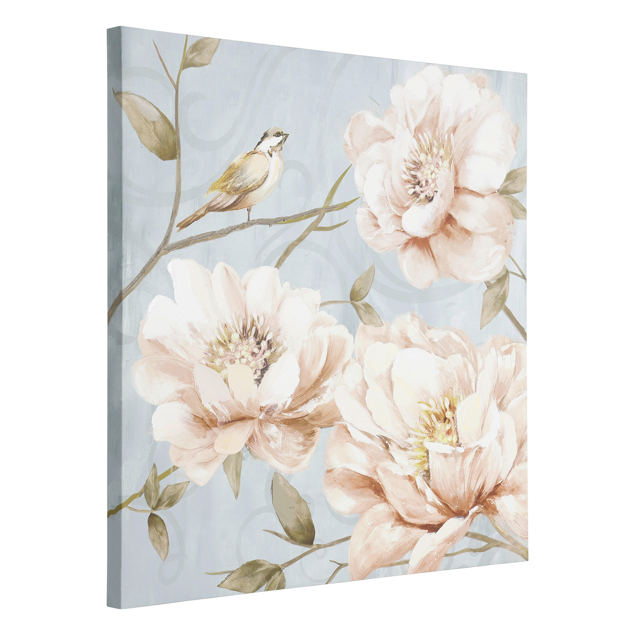 BILD Landschaft & Natur Creme, Hellblau, Aprikose  - Aprikose/Creme, Trend, Holz/Textil (80/3,7/80cm) - Eglo