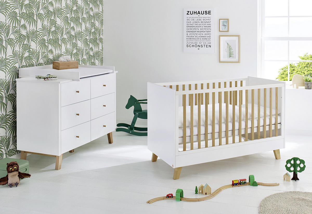 WICKELKOMMODE PINOLINO PAN Naturfarben, Weiß  - Eichefarben/Naturfarben, Design, Holz/Holzwerkstoff (140/100/78 bzw 56cm) - Pinolino