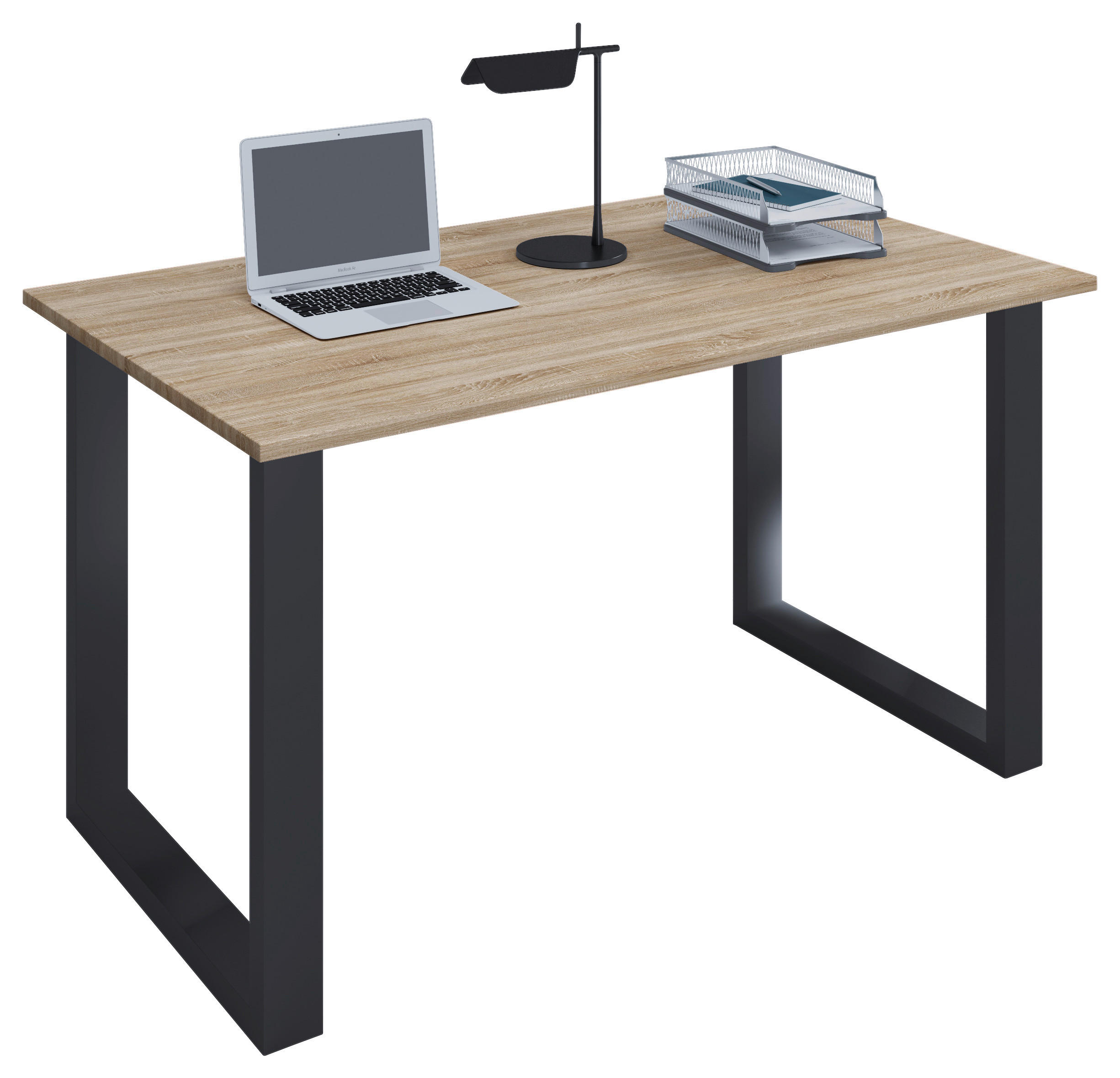 SCHREIBTISCH 110/50/76 cm  in Schwarz, Sonoma Eiche  - Schwarz/Sonoma Eiche, MODERN, Holzwerkstoff/Metall (110/50/76cm) - MID.YOU