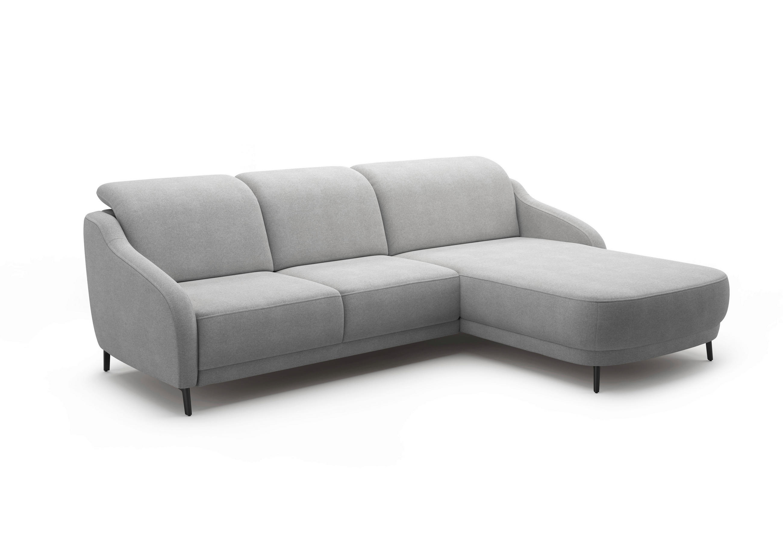 ECKSOFA BLUES V Grau Mikrofaser  - Schwarz/Grau, MODERN, Textil/Metall (271/191cm) - Sit & More