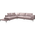 ECKSOFA  in Leinwand Altrosa  271/318 cm  - Schwarz/Altrosa, Design, Textil/Metall (271/318cm) - Belluti