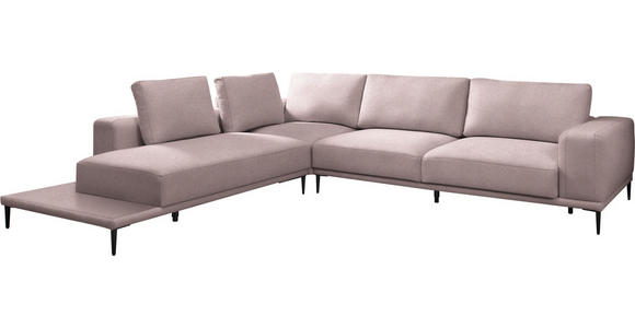 ECKSOFA  in Leinwand Altrosa  271/318 cm  - Schwarz/Altrosa, Design, Textil/Metall (271/318cm) - Belluti