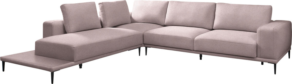 ECKSOFA  in Leinwand Altrosa  271/318 cm  - Schwarz/Altrosa, Design, Textil/Metall (271/318cm) - Belluti