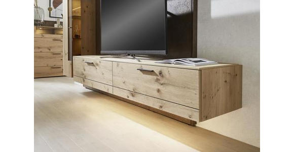 WOHNWAND 307/213,2/47,2-55,2 cm in Anthrazit, Eichefarben, Rostfarben - Eichefarben/Rostfarben, Design, Glas/Holz (307/213,2/47,2-55,2cm) - Dieter Knoll