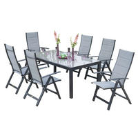 GARTENSET 7-teilig  - Graphitfarben/Grau, MODERN, Glas/Textil - Gardenson