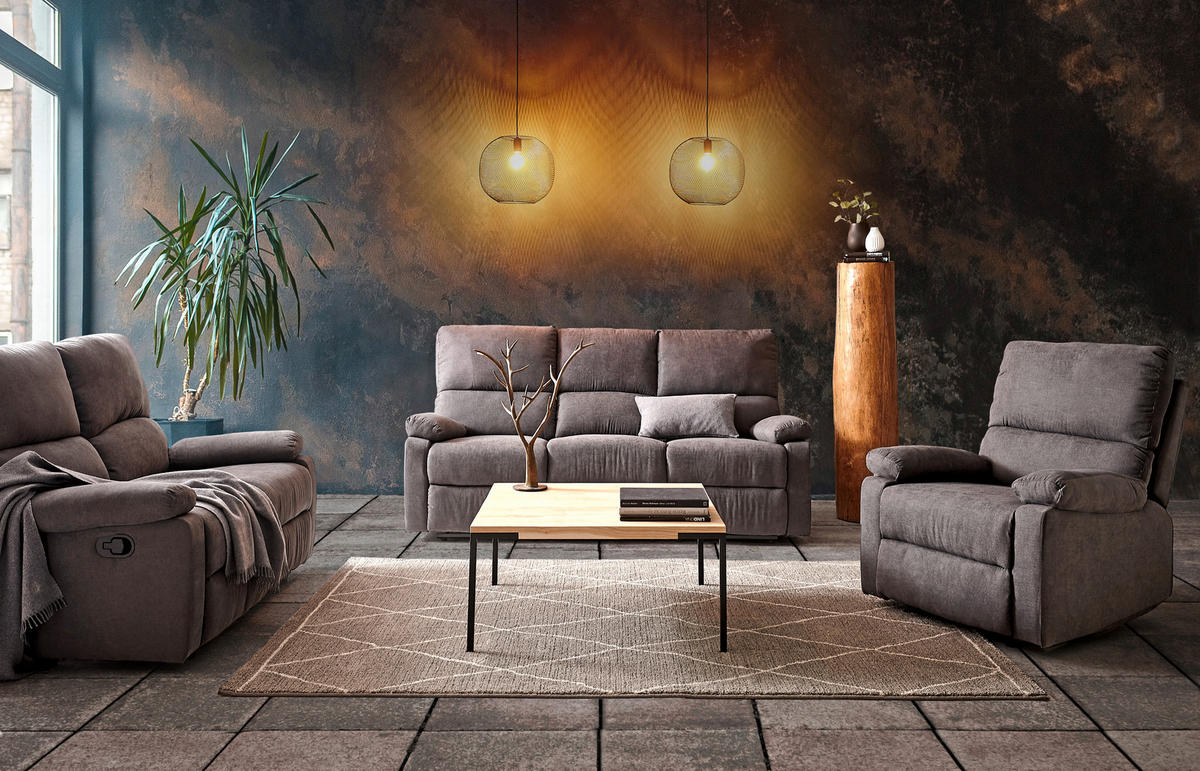 SEDACÍ SOUPRAVA 3+2+1, textil, tmavě šedá - tmavě šedá, Konvenční, textil - Livetastic