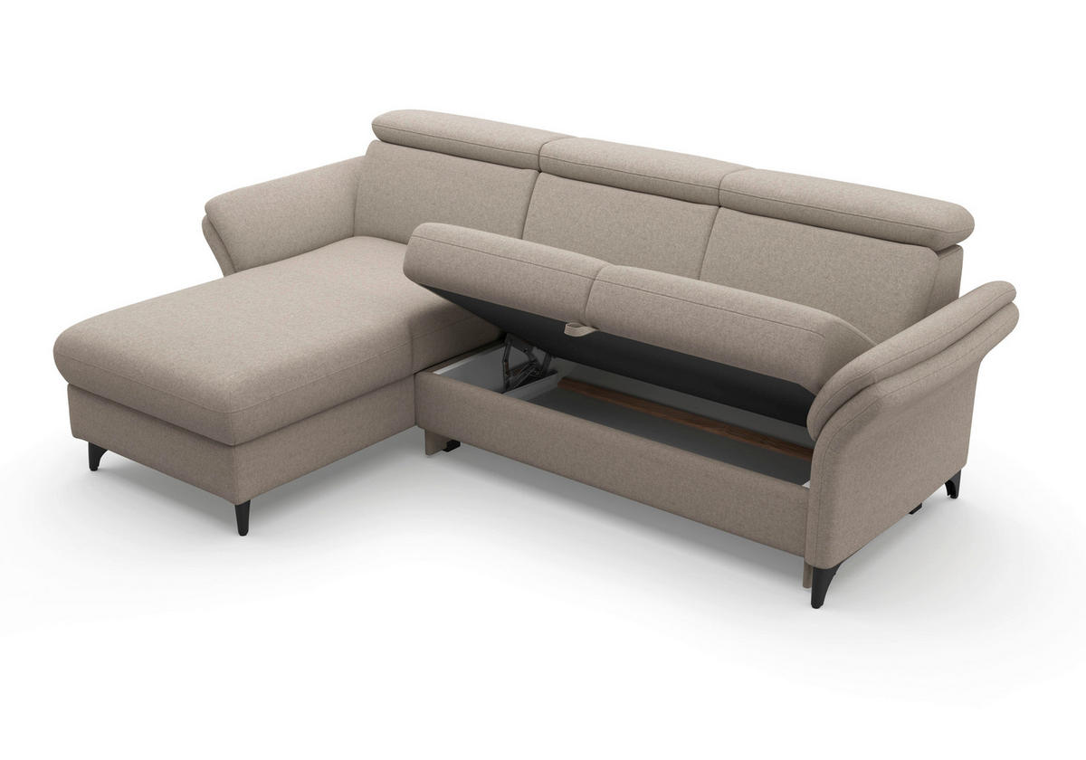ECKSOFA Flachgewebe Taupe  - Taupe/Schwarz, Konventionell, Textil/Metall (166/253cm) - Sit & More