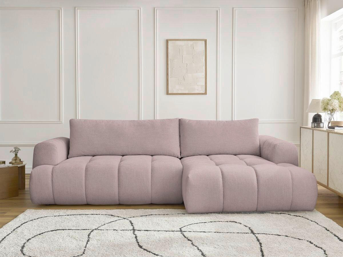 ECKSCHLAFSOFA FUJI Leinenoptik Pink  inkl.  - Pink/Schwarz, MODERN, Kunststoff/Textil (292/160cm)