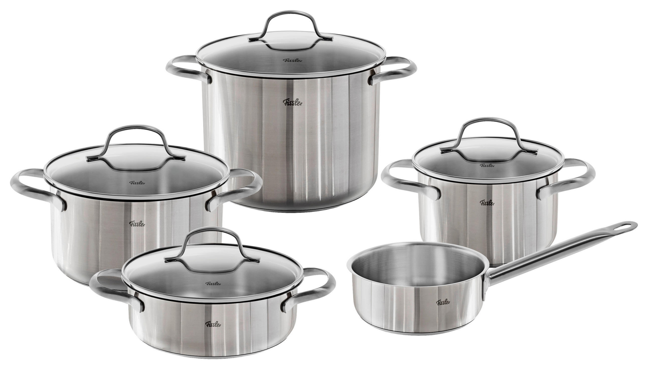 KOCHTOPFSET Toronto Edelstahl 5-teilig - Silberfarben, Basics, Metall - Fissler