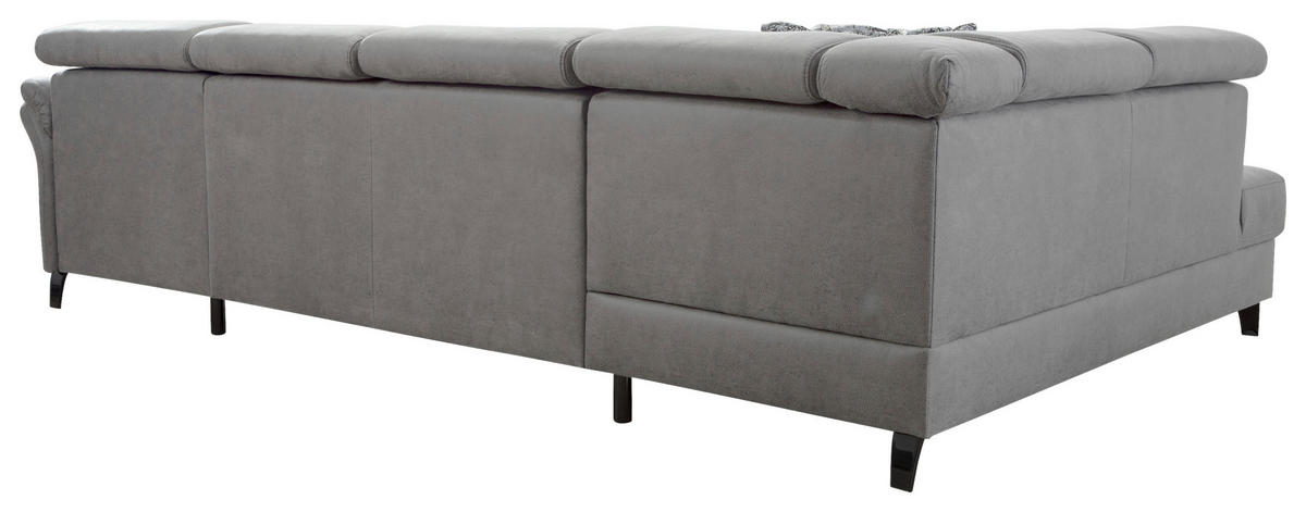 WOHNLANDSCHAFT Hellgrau Mikrofaser  - Hellgrau/Schwarz, KONVENTIONELL, Textil/Metall (193/317/165cm) - Sit & More