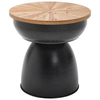 BEISTELLTISCH 40/40/42 cm Tanne massiv Naturfarben, Schwarz rund  - Schwarz/Naturfarben, LIFESTYLE, Holz/Metall (40/40/42cm) - Landscape