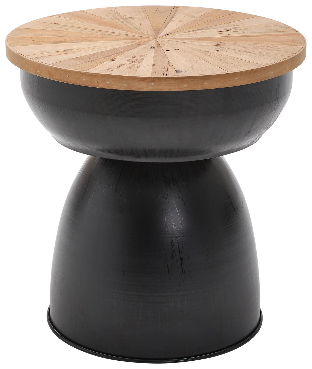 BEISTELLTISCH 40/40/42 cm Tanne massiv Naturfarben, Schwarz rund  - Schwarz/Naturfarben, LIFESTYLE, Holz/Metall (40/40/42cm) - Landscape