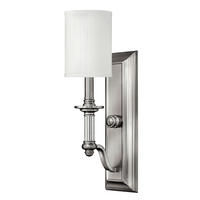 WANDLEUCHTE - Nickelfarben, Romantik / Landhaus, Glas/Textil (11,4/17,1/45,1cm) - Elstead Lighting