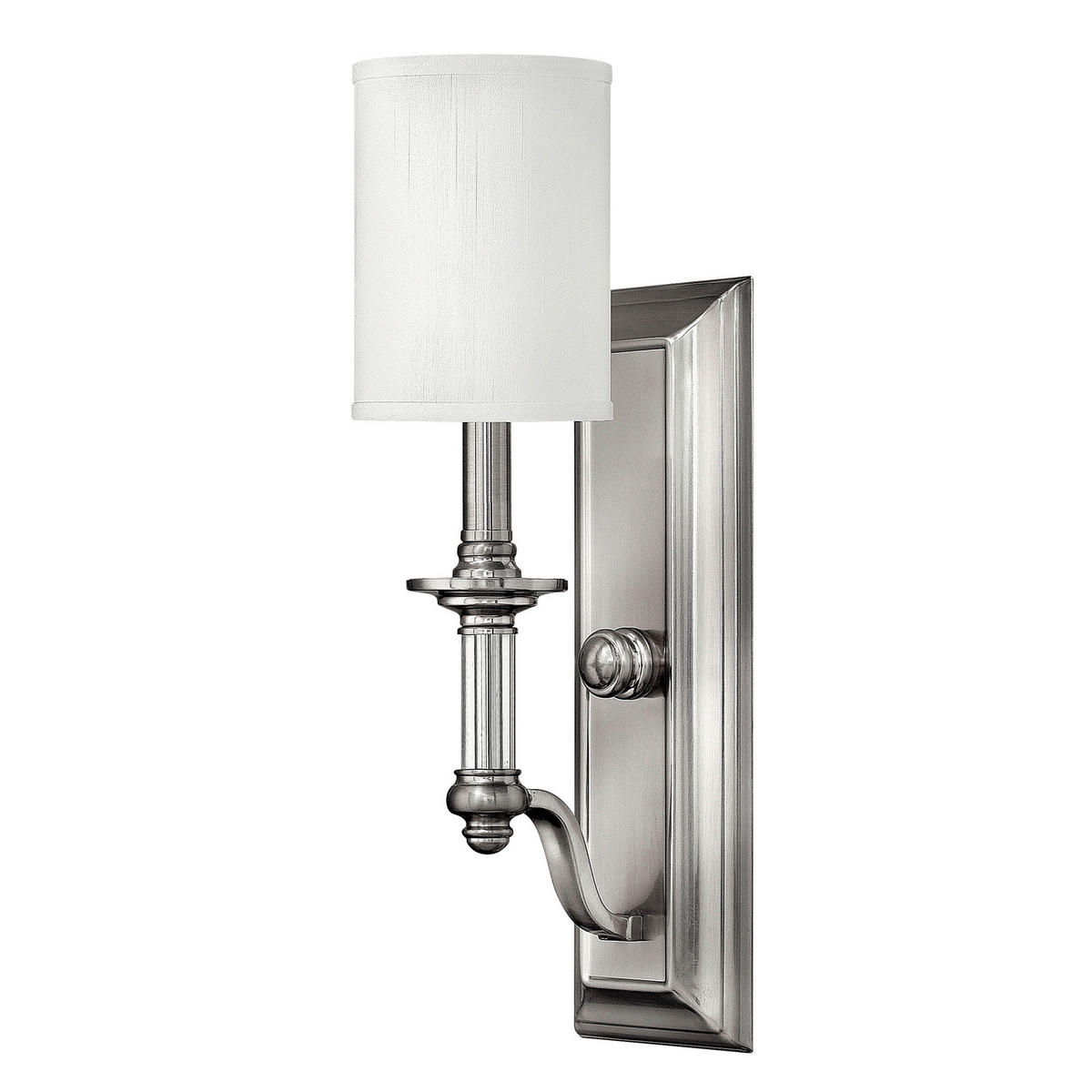 WANDLEUCHTE - Nickelfarben, Romantik / Landhaus, Glas/Textil (11,4/17,1/45,1cm) - Elstead Lighting