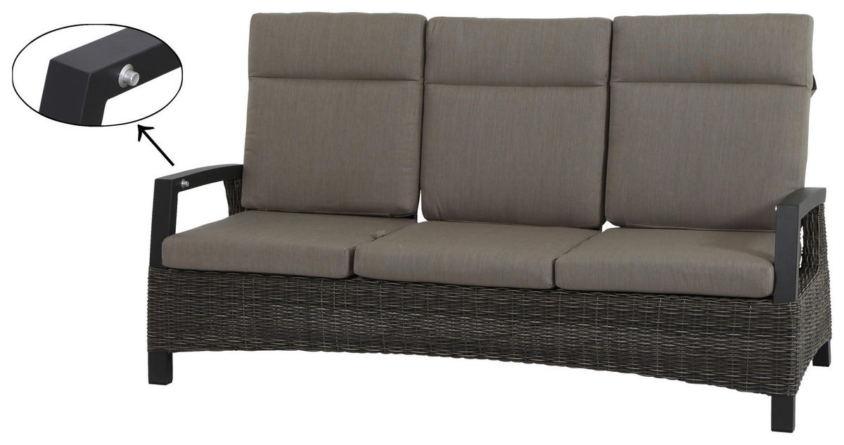 LOUNGEGARNITUR 4-teilig   72/103/160 cm Aluminium  - Grau, Basics, Keramik/Kunststoff (72/103/160cm) - Siena Garden