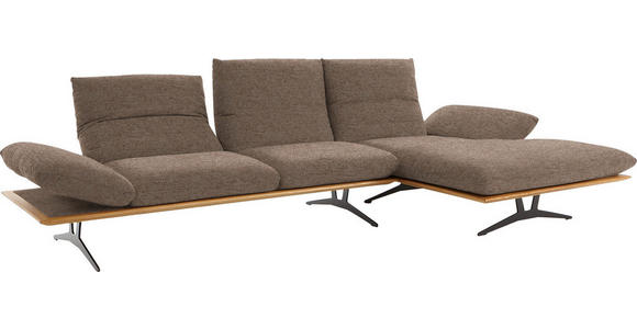 ECKSOFA in Flachgewebe Hellbraun 314/159 cm - Hellbraun/Schwarz, Design, Holz/Textil (314/159cm) - Dieter Knoll
