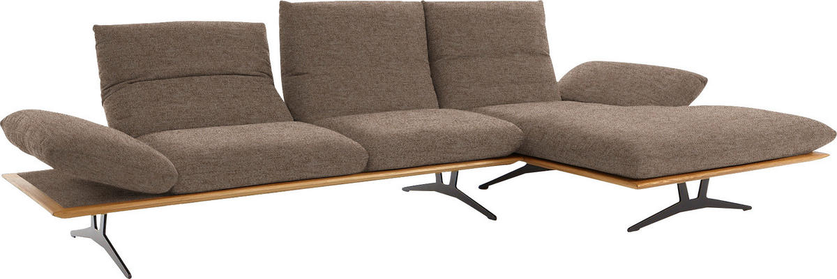 ECKSOFA Formia in Flachgewebe Hellbraun  314/159 cm  - Hellbraun/Schwarz, Design, Holz/Textil (314/159cm) - Dieter Knoll