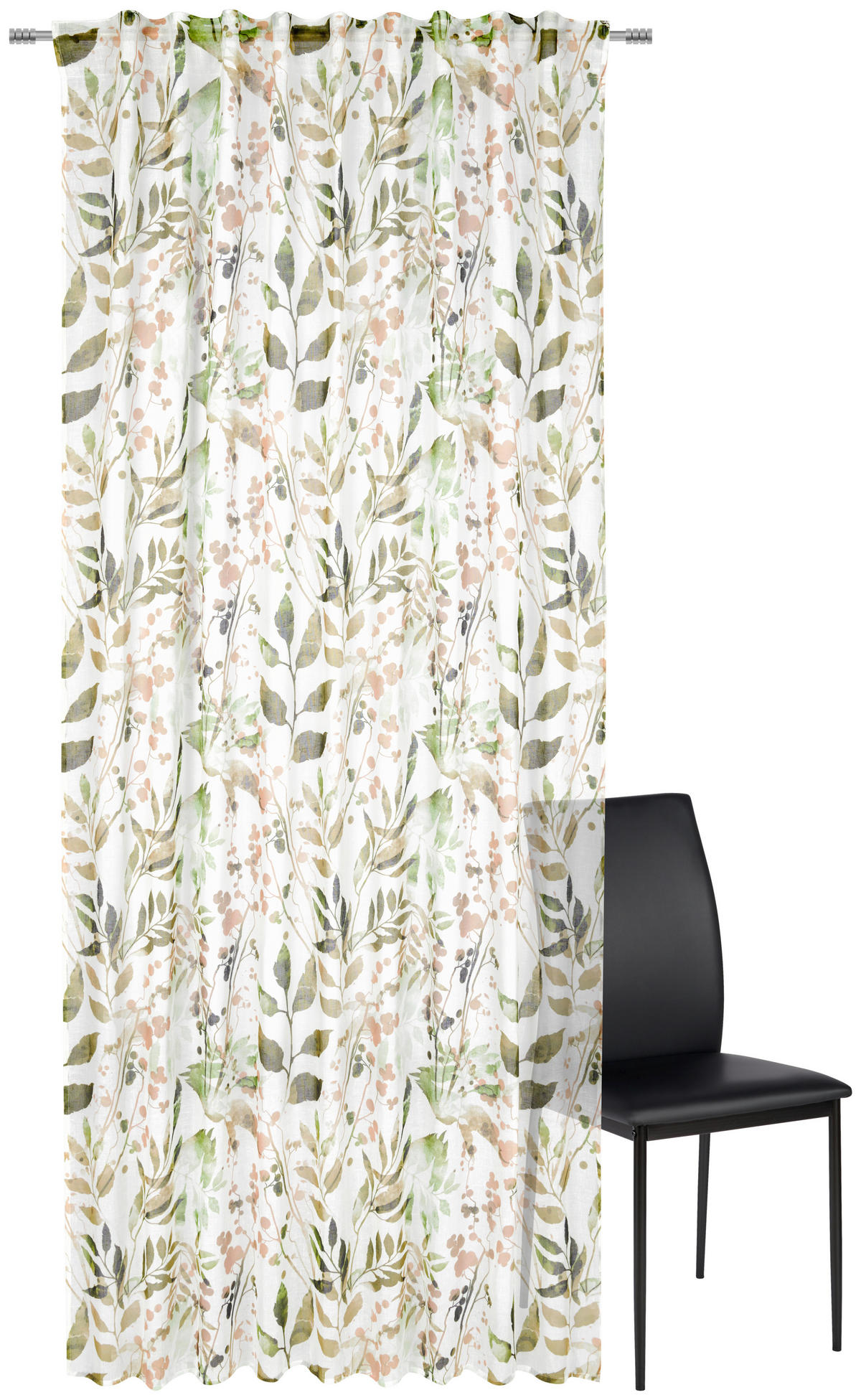 GARDINLÄNGD halvtransparent  - grön, Klassisk, textil (140/245cm) - Esposa