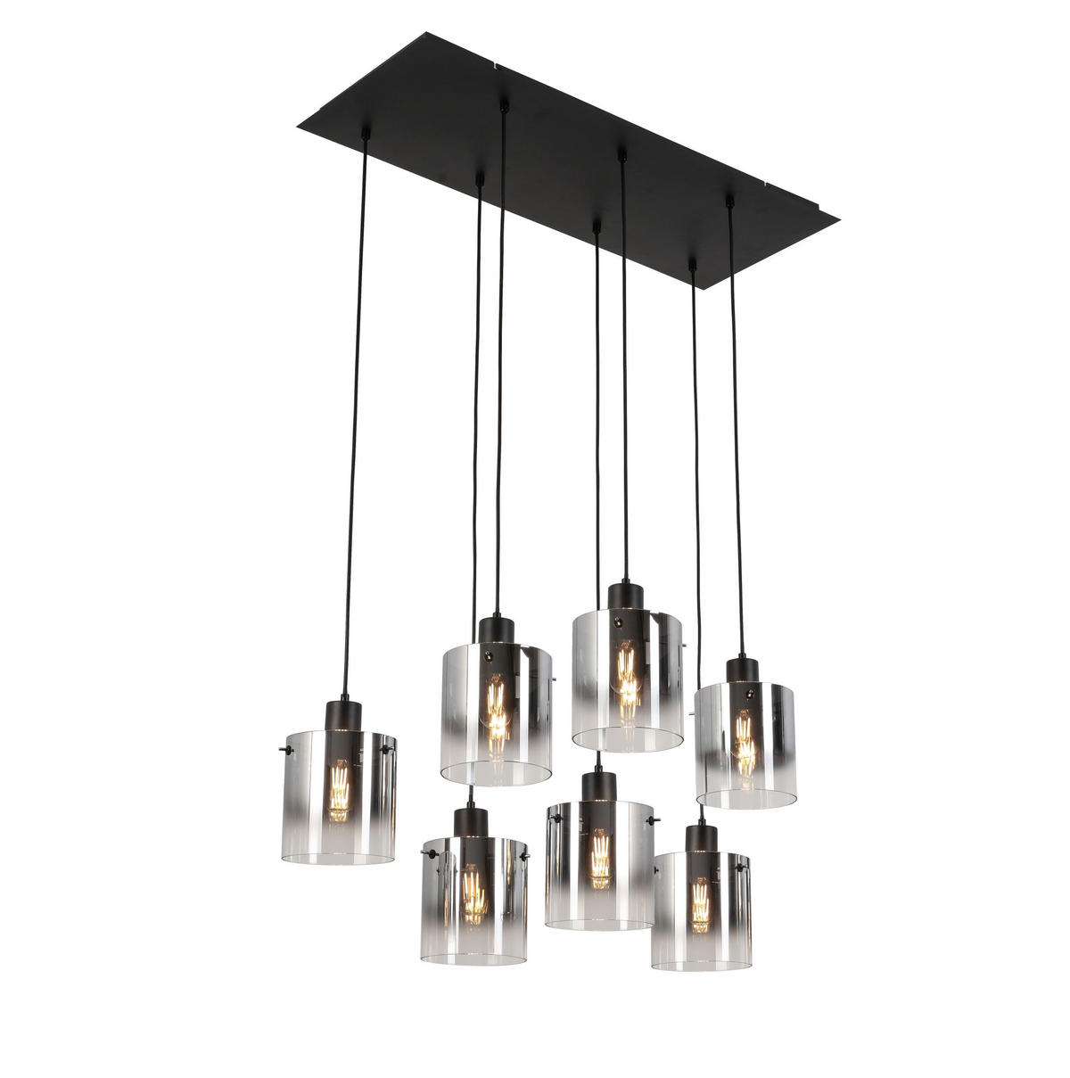 HÄNGELEUCHTE 86/34/120 cm   - Chromfarben/Schwarz, Design, Glas/Metall (86/34/120cm) - Novel