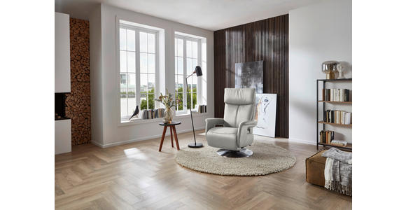 RELAXSESSEL in Leder Weiß - Edelstahlfarben/Weiß, Design, Leder/Metall (78/112/85cm) - Cantus
