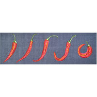 KÜCHENLÄUFER 60/180 cm Hot Chili Grau, Hellrot  - Hellrot/Grau, Trend, Kunststoff/Textil (60/180cm) - Grund