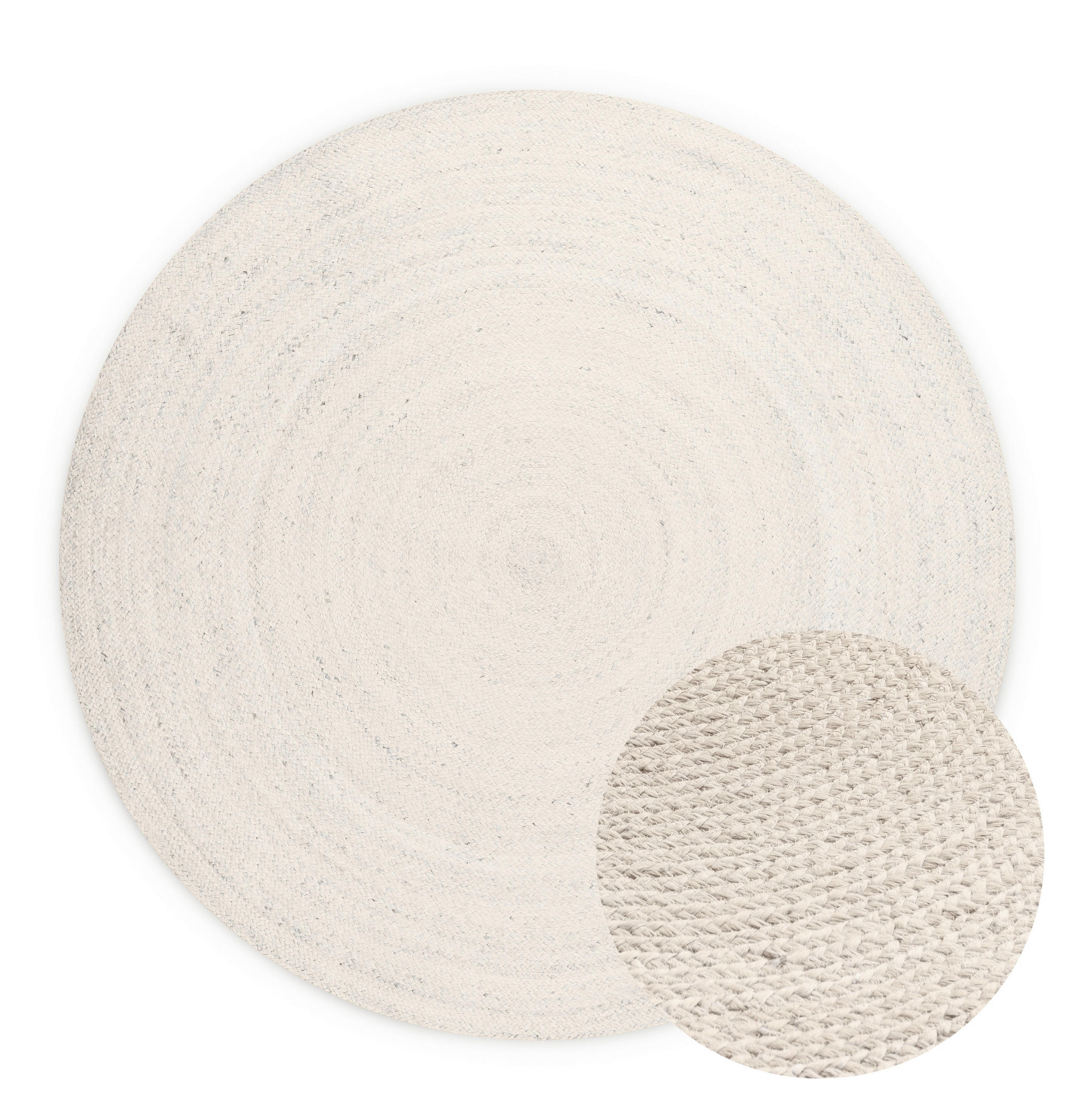JUTETEPPICH 140 cm Jute Braided Weiß  - Weiß, Basics, Textil (140cm) - Hanse Home
