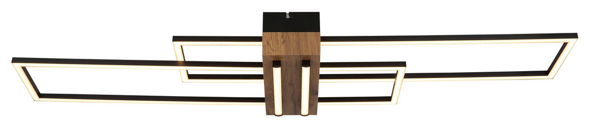 LED-DECKENLEUCHTE 100/25/9,7 cm   - Dunkelbraun/Schwarz, Natur, Holzwerkstoff/Kunststoff (100/25/9,7cm) - Globo