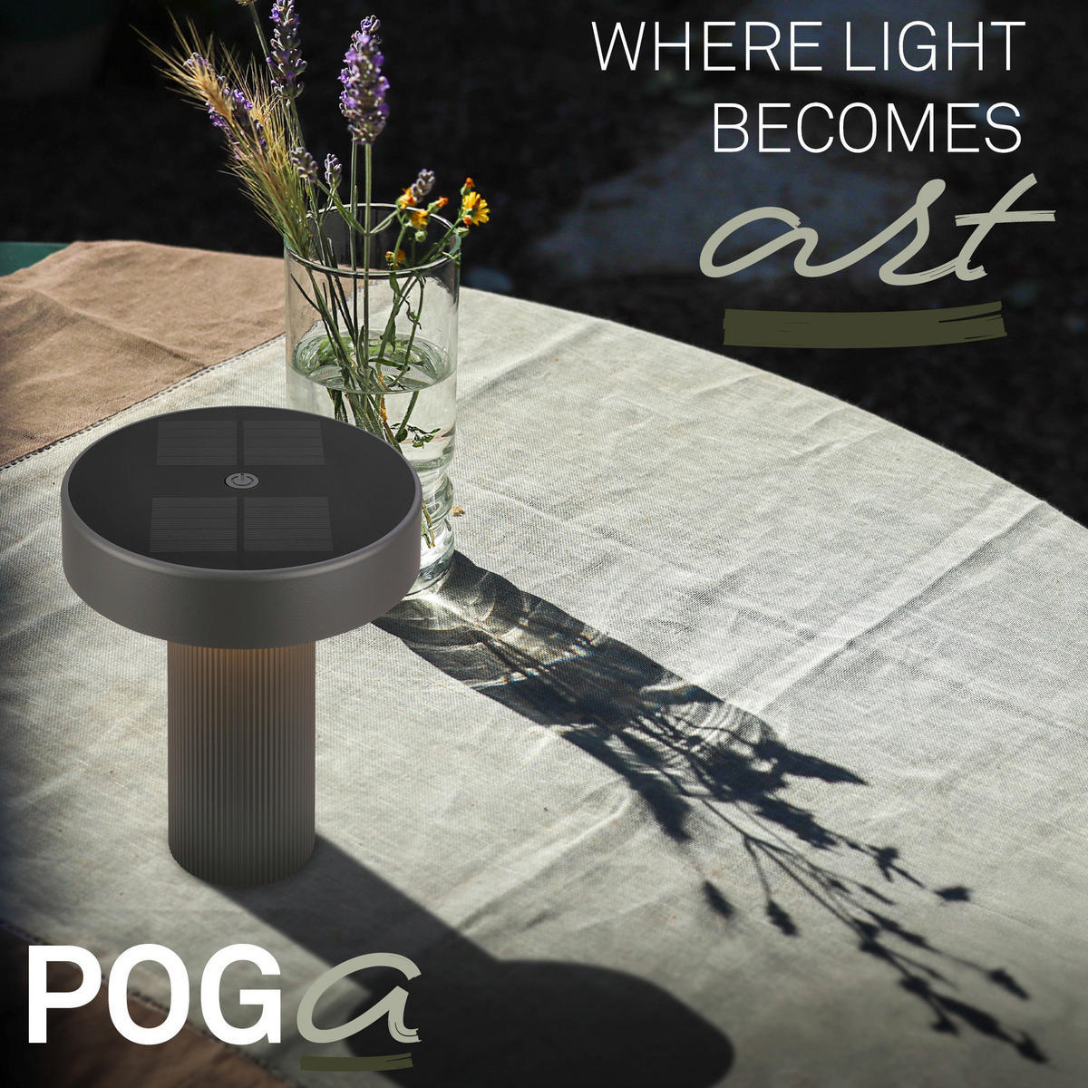 AKKU-TISCHLEUCHTE 16/20 cm  - Anthrazit, Design, Kunststoff (16/20cm)