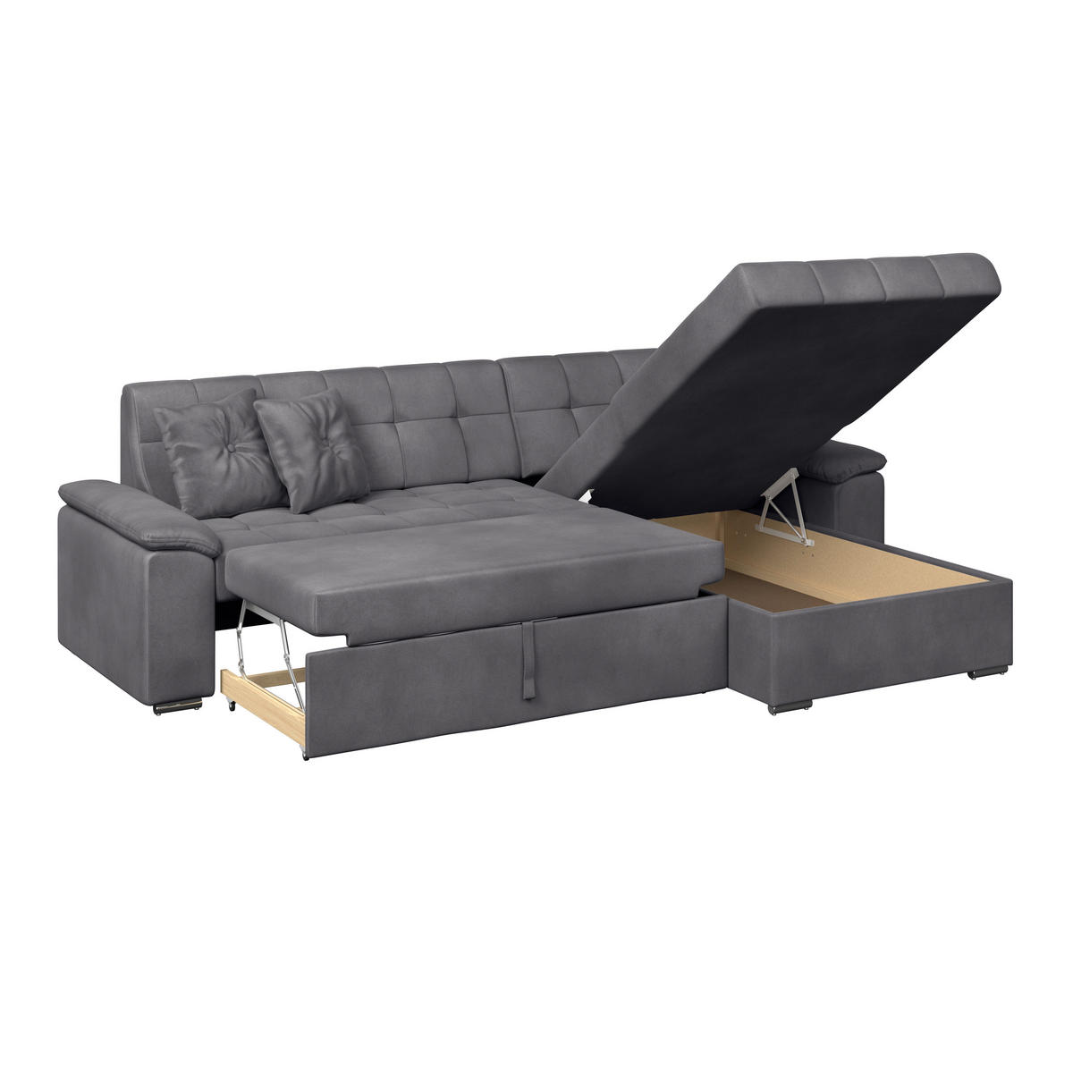 ECKSOFA Grau Zierkissen  - Grau, Trend, Textil (257/167cm) - Livetastic