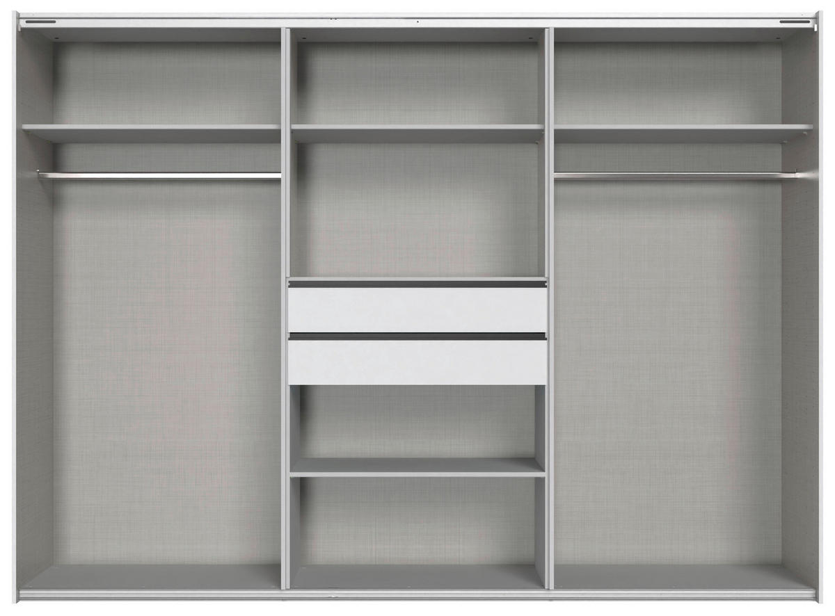 KLEIDERSCHRANK 300/216/65 cm,  in Weiß, 6-türig  - Schwarz/Weiß, Design, Holzwerkstoff/Metall (300/216/65cm) - Stylife