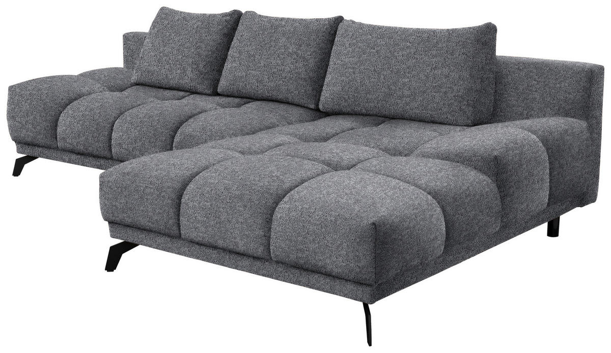ECKSOFA in Chenille Dunkelgrau  - Dunkelgrau/Schwarz, Modern, Textil/Metall (290/182cm) - Hom`in