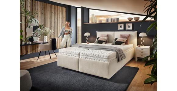 POLSTERBETT 180/200 cm,  in Weiß, Bettkasten, Lattenroste, Matratzen, H2 + H3 = mittel + fest  - Schwarz/Weiß, Design, Holz/Kunststoff (180/200cm) - Voleo