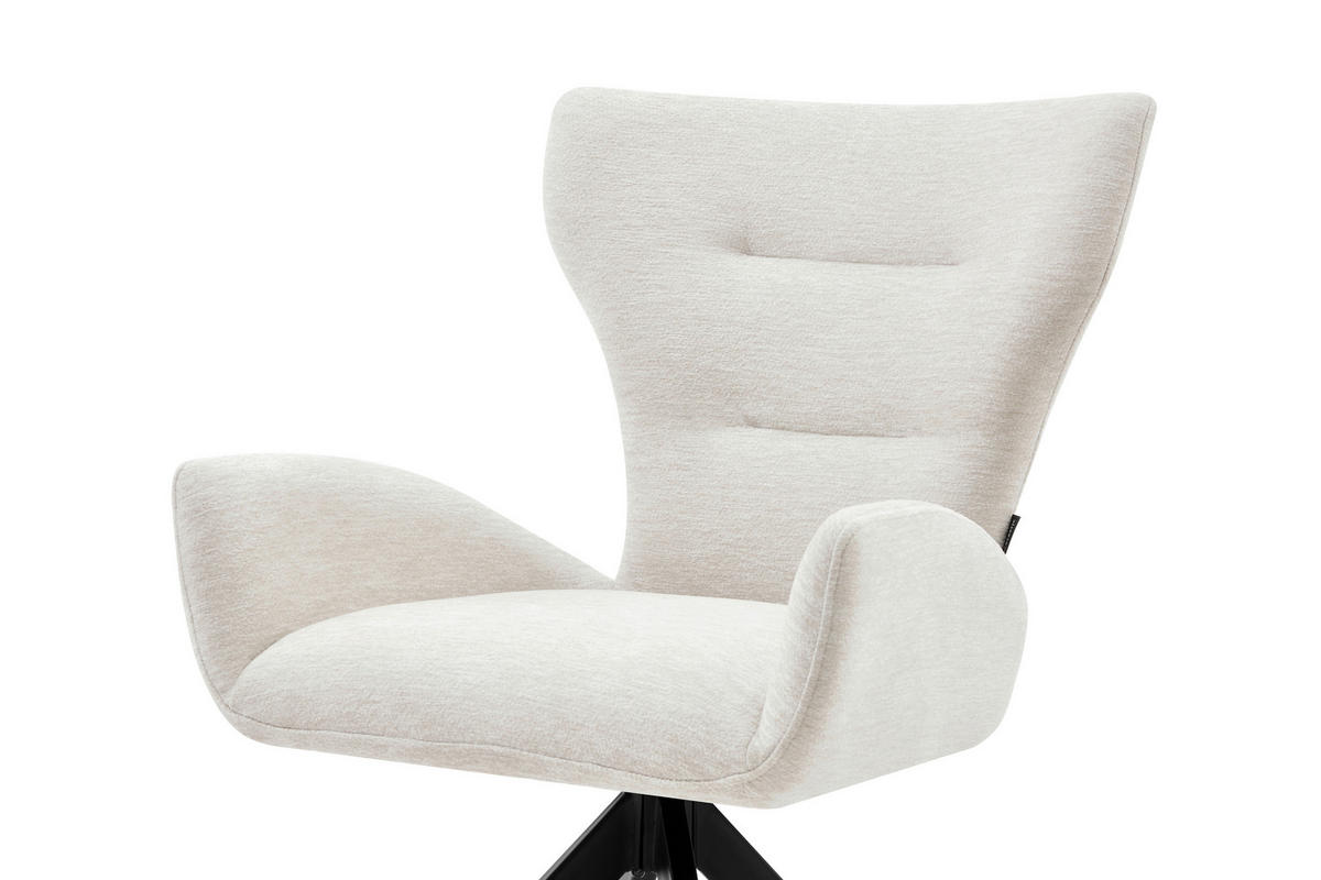 ARMLEHNSTUHL  Sitzfläche 360° drehbar Chenille  Schwarz, Beige  - Beige/Schwarz, MODERN, Holz/Textil (58/89/62,5cm) - Livetastic