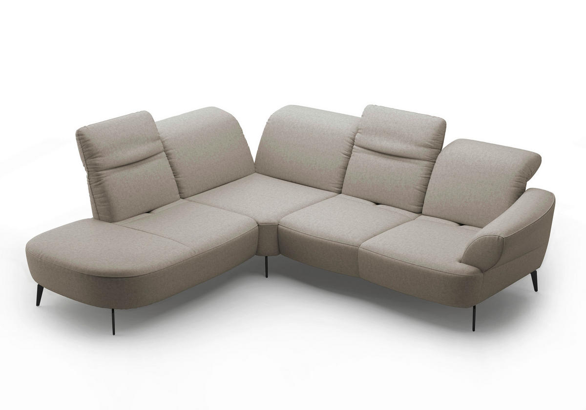 ECKSOFA DANCE E Taupe Flachgewebe  - Taupe/Schwarz, MODERN, Textil/Metall (270/302cm) - Sit & More