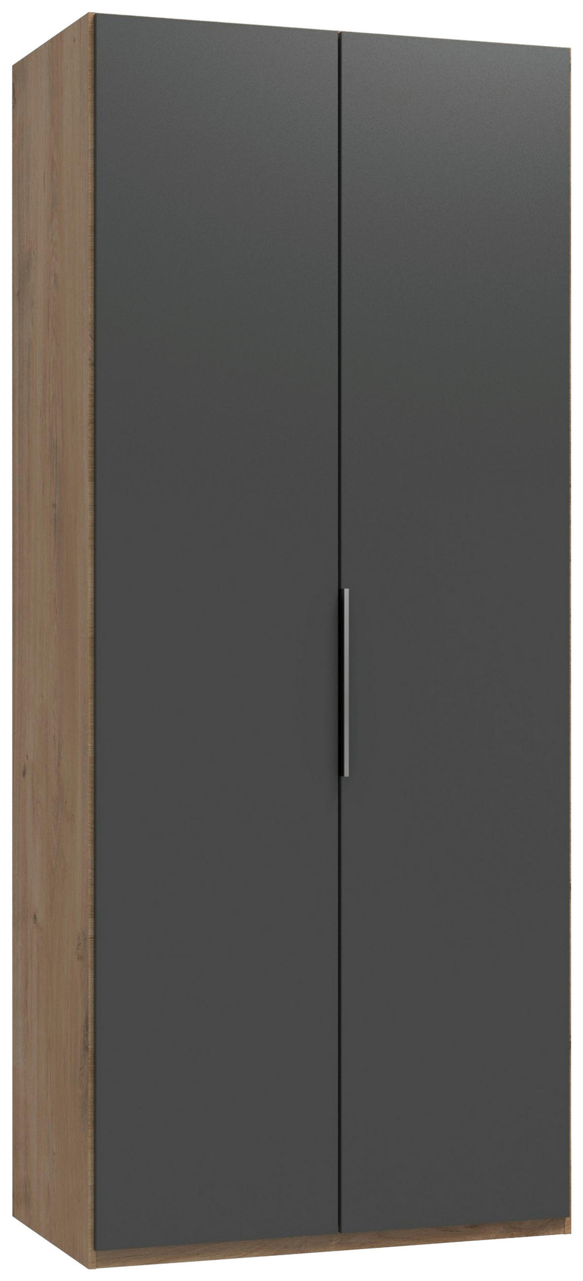 DREHTÜRENSCHRANK in Graphitfarben, Eichefarben - Chromfarben/Eichefarben, MODERN, Holzwerkstoff/Metall (100/236/58cm) - MID.YOU
