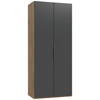 DREHTÜRENSCHRANK in Graphitfarben, Eichefarben  - Chromfarben/Eichefarben, Modern, Holzwerkstoff/Metall (100/236/58cm) - MID.YOU