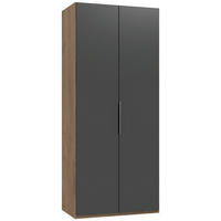 DREHTÜRENSCHRANK 100/236/58 cm 2-türig Graphitfarben, Eichefarben  - Chromfarben/Eichefarben, MODERN, Holzwerkstoff/Metall (100/236/58cm) - MID.YOU